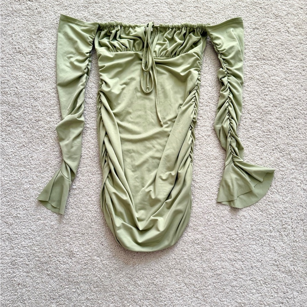 SHEIN Light Green Gathered Dress